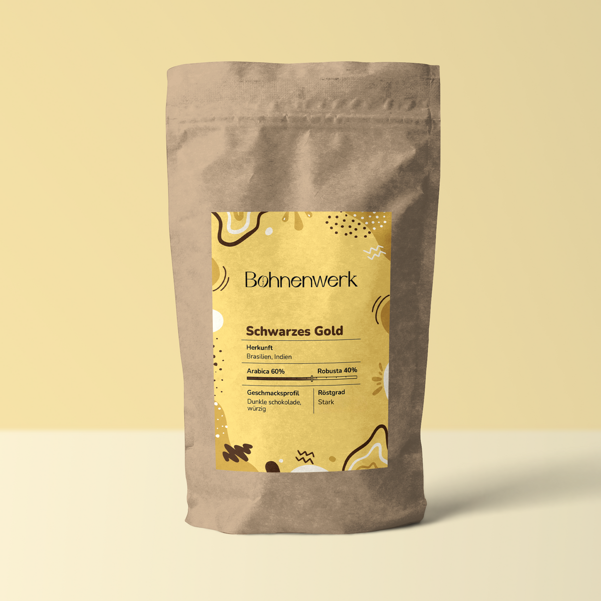 Bohnenwerk Schwarzes Gold - würzige Espressobohnen 250g Kaffeebohnen